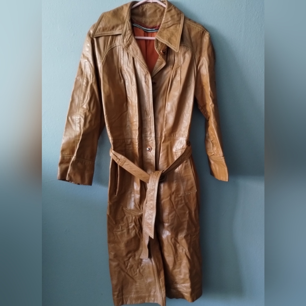 Tan Leather Trenchcoat